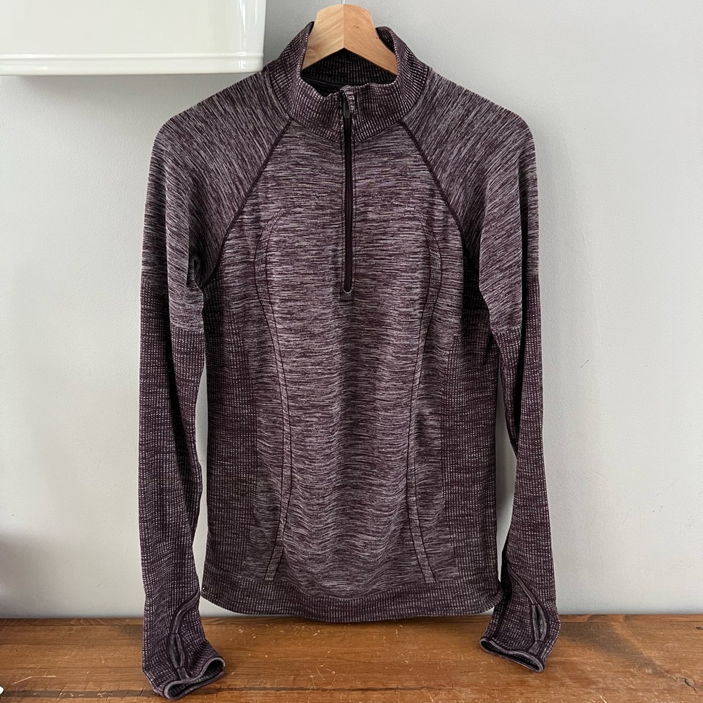 lululemon swiftly tech wool 1/2 zip purple pullover sz 10